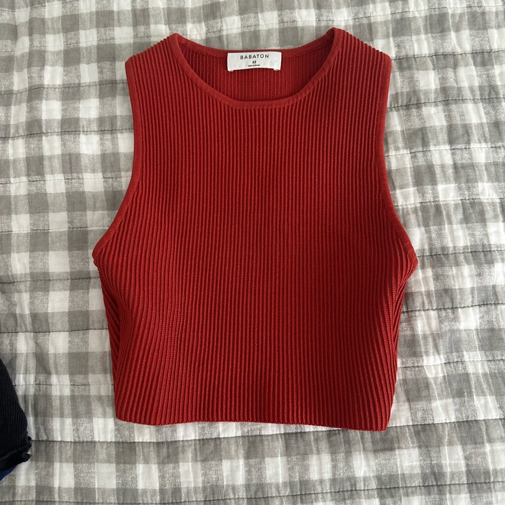 Aritzia rusty red knit tank